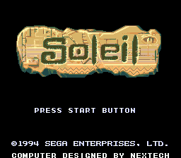 Soleil (Europe) Title Screen